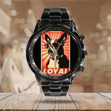 Discover Boston Terrier Loyal Dog vintages Pet Mom Dad Calendar Steel Band Watch