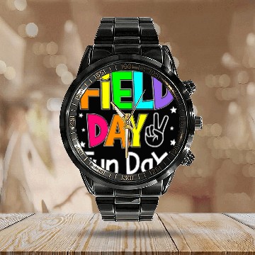 Discover Field Trip Fun Day 2for Adults Teacher Math Teacher Men Calendar Steel Band Watch