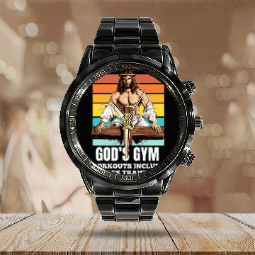 Discover Funny Catholic Fitness Jesus Humor Calendar Steel Band Watch
