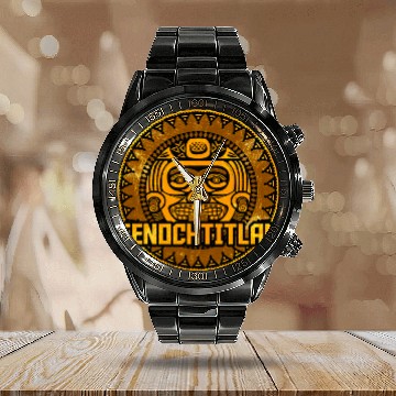 Discover Aztec Calendar Mexican Native Mayas Mayans Art Tenochtitlan 21 Baseball Tees Calendar Steel Band Watch