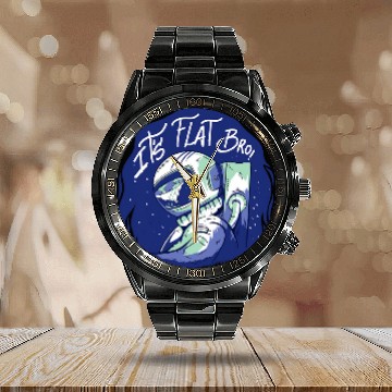 Discover Flatearth Flat Earth Flat Earth Astronaut Saying Gift Baseball Tees Calendar Steel Band Watch