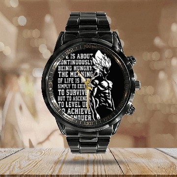 Discover Conquer Anime Gym Workout Fitness Lifting Motivational Calendar Steel Band Watch