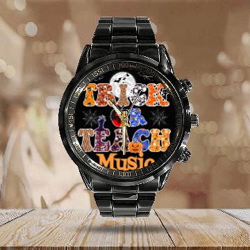 Discover Elementary Music Teacher Trick or Teach funny Halloween Calendar Steel Band Watch