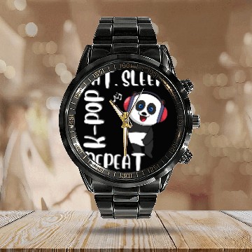 Discover Eat  Sleep  K Pop  Repeat  Korean Music Calendar Steel Band Watch