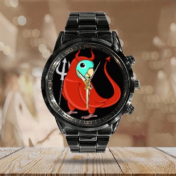 Discover Scary Devil Costume Parrot I Turquoise Parrotlet Calendar Steel Band Watch