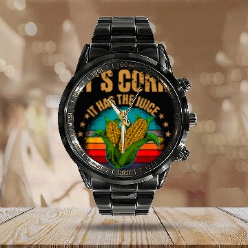 Discover Corn Retro vintages Grower Maize Farmer Cereal Grain Planter Calendar Steel Band Watch