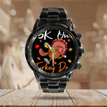 Discover Thanksgiving Race Turkey Trot 5k Running Marathon 2 Calendar Steel Band Watch