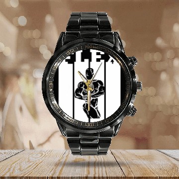 Discover Gym Flex Workout Muscle Weightlifting Calendar Steel Band Watch