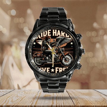 Discover Biker Motorcycle Real Bikers Real Brotherhood Calendar Steel Band Watch