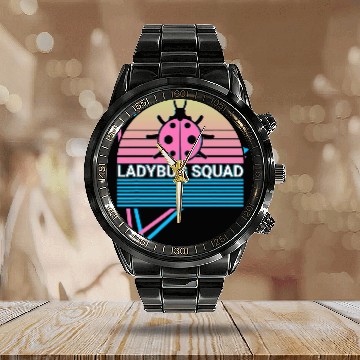 Discover Funny Entomology Entomologist Retro Ladybug Squad Baseball Tees Calendar Steel Band Watch