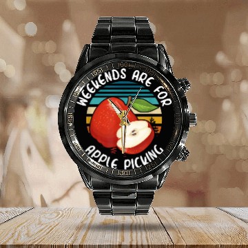 Discover Fruit Picker Harvest Season Apple Farmer Funny Apple Picking Calendar Steel Band Watch