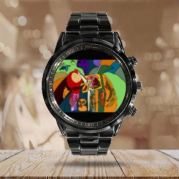 Discover Funny Colourful Creatures Abstract Art Original uniques Pizza Calendar Steel Band Watch