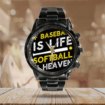 Discover If Baseball Is Life Softball Is Heaven 1 Zip Calendar Steel Band Watch