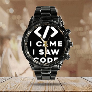 Discover Computational Biologist Code Meme Quote Calendar Steel Band Watch
