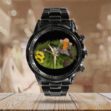 Discover Robin Bird Art Birdlover Birdwatcher Animal Biologist Calendar Steel Band Watch