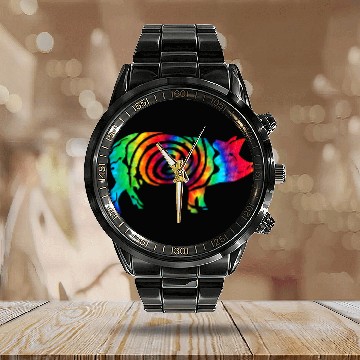 Discover Pig Tie Dye vintages Pig Lover Calendar Steel Band Watch