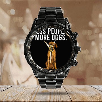 Discover Less People More Dogs Rhodesian Ridgeback Funny Introvert Calendar Steel Band Watch