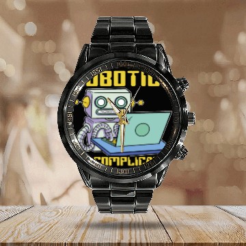 Discover Robotics Its Complicated AI Artificial Intelligence Calendar Steel Band Watch