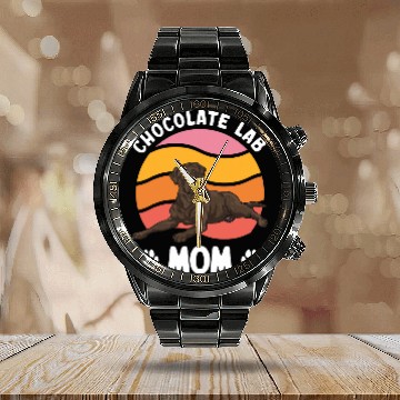 Discover Chocolate Labrador Retriever Dog Chocolate Lab Mom Calendar Steel Band Watch