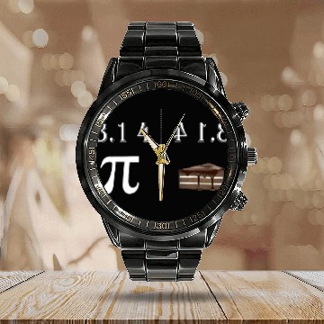 Discover Pi Day Funny Hilarious Sarcastic Maths Pie Thanksgiving Mens Calendar Steel Band Watch