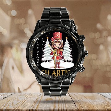 Discover Ash Artist Christmas Classic Female Nutcracker Calendar Steel Band Watch