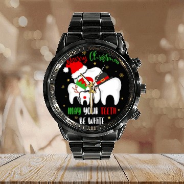 Discover May Your Teeth Be White Christmas dentists Dental Hygienist Baseball Tees Calendar Steel Band Watch