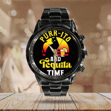 Discover Funny Tequila Drinking Cat Lover Salt Lime Bartender Drink 21 Baseball Tees Calendar Steel Band Watch