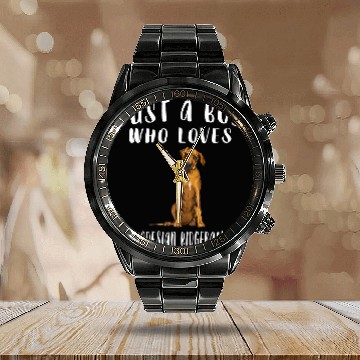 Discover Just A Boy Who Loves Rhodesian Ridgeback Calendar Steel Band Watch