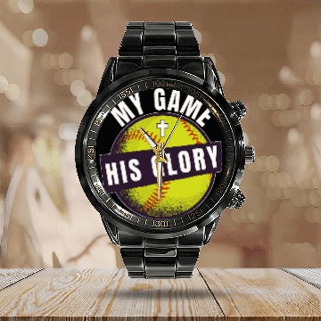 Discover Christian Softball My Game His Glory Jesus Softball Baseball Tees Calendar Steel Band Watch