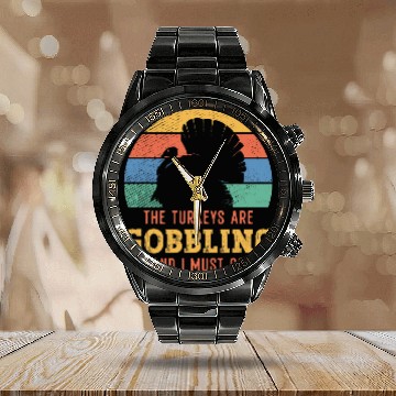 Discover Retro vintages Turkey Hunting Turkey Hunter Baseball Tees Calendar Steel Band Watch