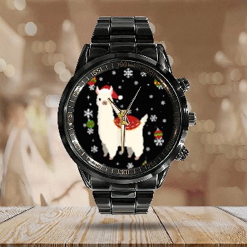 Discover Llama Lover Christmas Falala Llama Baseball Tees Calendar Steel Band Watch