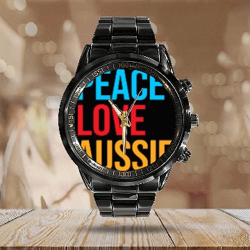 Discover Australian Shepherd Aussie Peace Love Aussie Baseball Tees Calendar Steel Band Watch