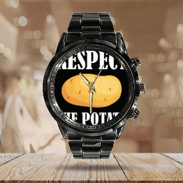 Discover Respect The Potato 2Funny Vegetable Root Potatoes Pun Calendar Steel Band Watch