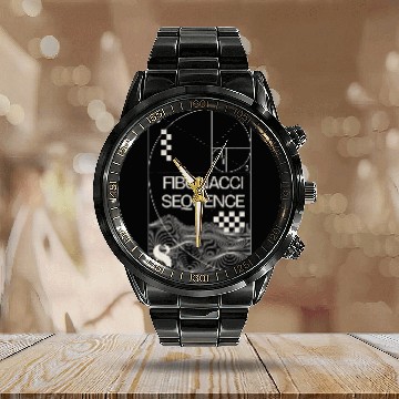 Discover Fibonacci Sequence Golden Spiral Streetwear Aesthetic Math Calendar Steel Band Watch
