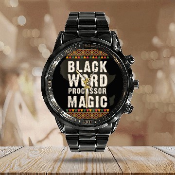Discover Black Word Processor Magic Juneteenth Black History Calendar Steel Band Watch