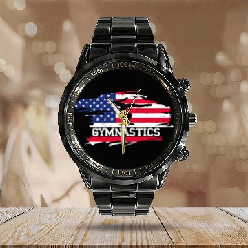 Discover Distressed Gymnastic Flag Gymnast Handstand Novelty Calendar Steel Band Watch
