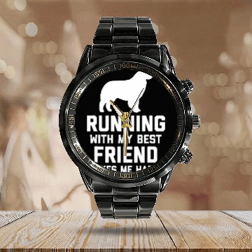 Discover Australian Shepherd Running Runners Dog Calendar Steel Band Watch