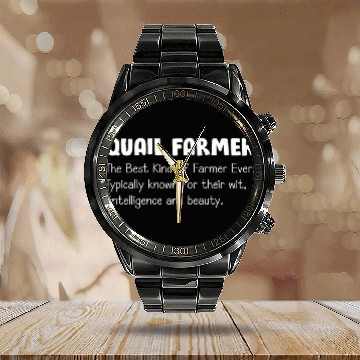 Discover Quail Farmer 2Quails Bird Breeder Egg Hatcher Lover Owner Baseball Tees Calendar Steel Band Watch
