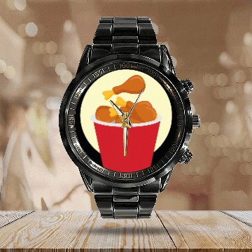 Discover Chicken Wings Delicious Fast Food Baseball Tees Calendar Steel Band Watch