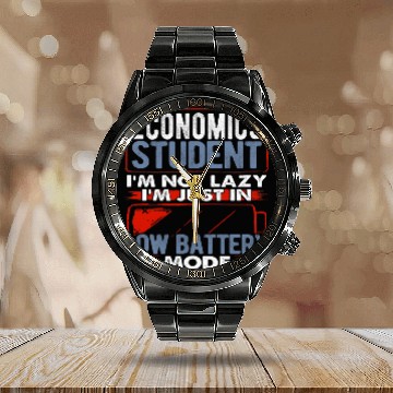Discover Economics Student School College University Funny Gift Zip Calendar Steel Band Watch