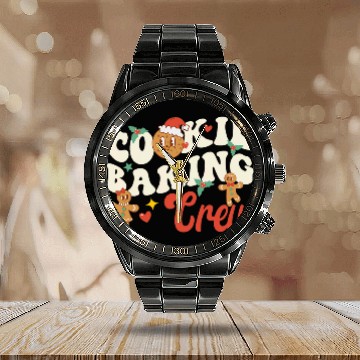 Discover Cookie Baking Crew Funny Holiday Baker Groovy Retro Cute Baseball Tees Calendar Steel Band Watch
