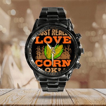 Discover Corn Lover Maize Planter Farmer Cereal Grain Grower Calendar Steel Band Watch
