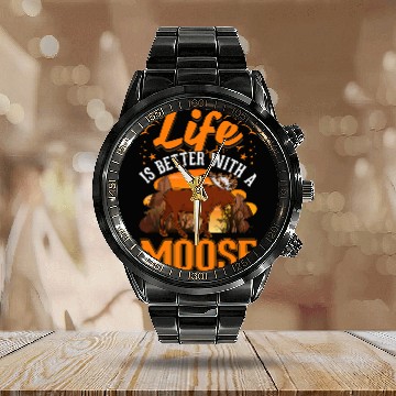 Discover Lacrosse Gift Life is better with a Moose Scandinavia Moose Antler Calendar Steel Band Watch
