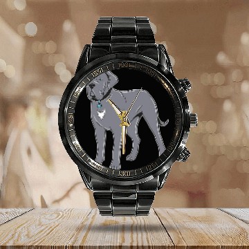 Discover Cane Corso Grey Blue Eyes Baseball Tees Calendar Steel Band Watch