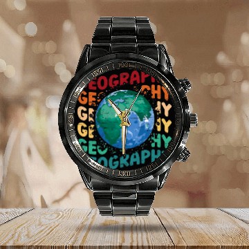 Discover Geography Earth Science Students Geology Study Calendar Steel Band Watch