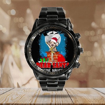 Discover Dear Santa Define Naughty Rhodesian Ridgeback Dog Christmas Zip Calendar Steel Band Watch