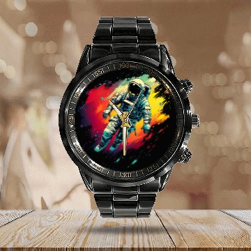 Discover astronaut floating in space Galactic spaceman Idea Creative 2 Calendar Steel Band Watch