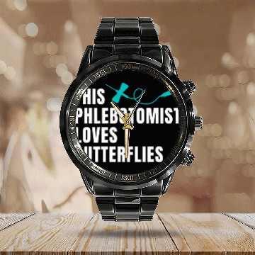 Discover Phlebotomist Phlebotomy Loves Butterflies Calendar Steel Band Watch