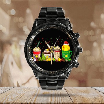 Discover Christmas Coffee Softball Baseball Game Day Coffee Drink Calendar Steel Band Watch