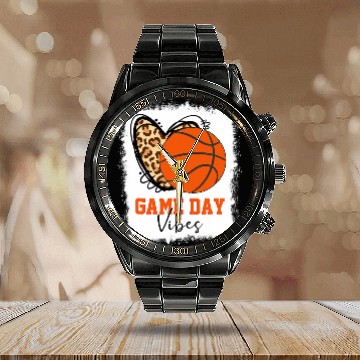 Discover Bleached Basketball Game Day Vibes Softball Mom Tie Dye Calendar Steel Band Watch